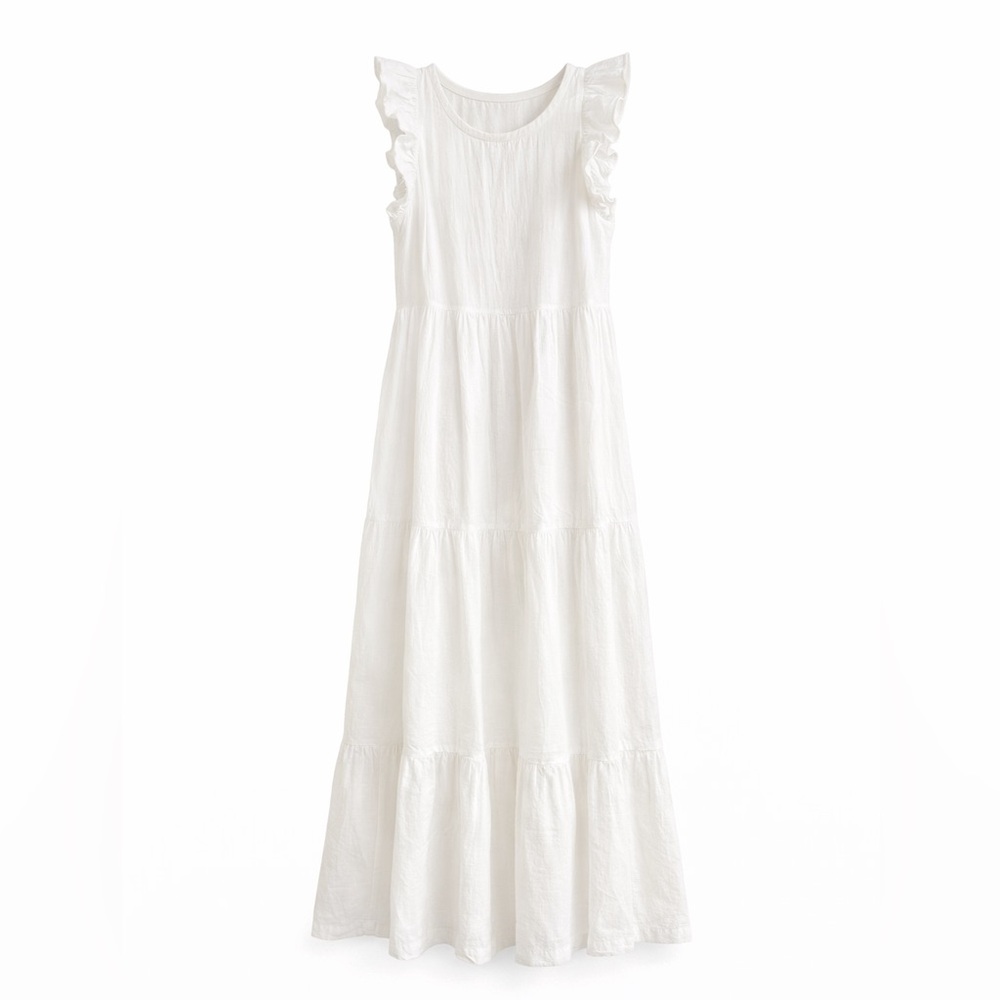 Universal Thread White Ruffle Strap Tiered Maxi Dress